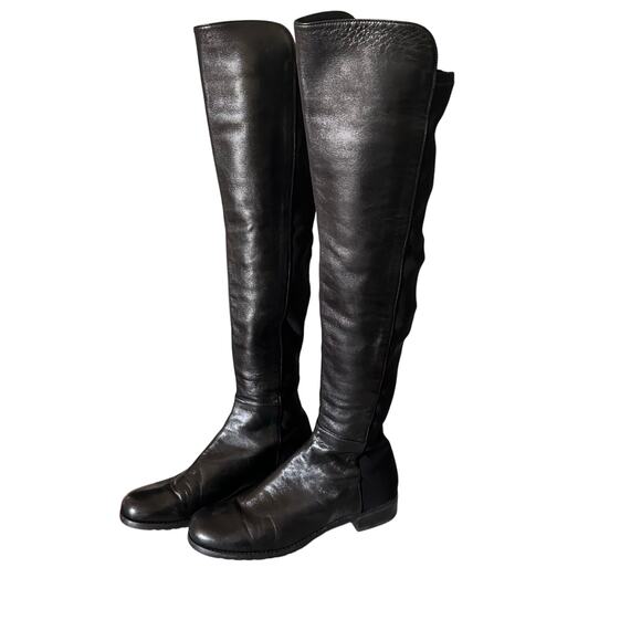 Stewart Weitzman 5050 Over The Knee Boots ($850) Black Leather Size 8.5M - Picture 4 of 11